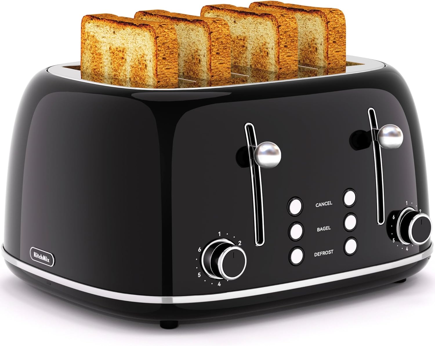 Toaster 4 Slice - Retro 4-Slice Toaster, 6 Shade Settings,