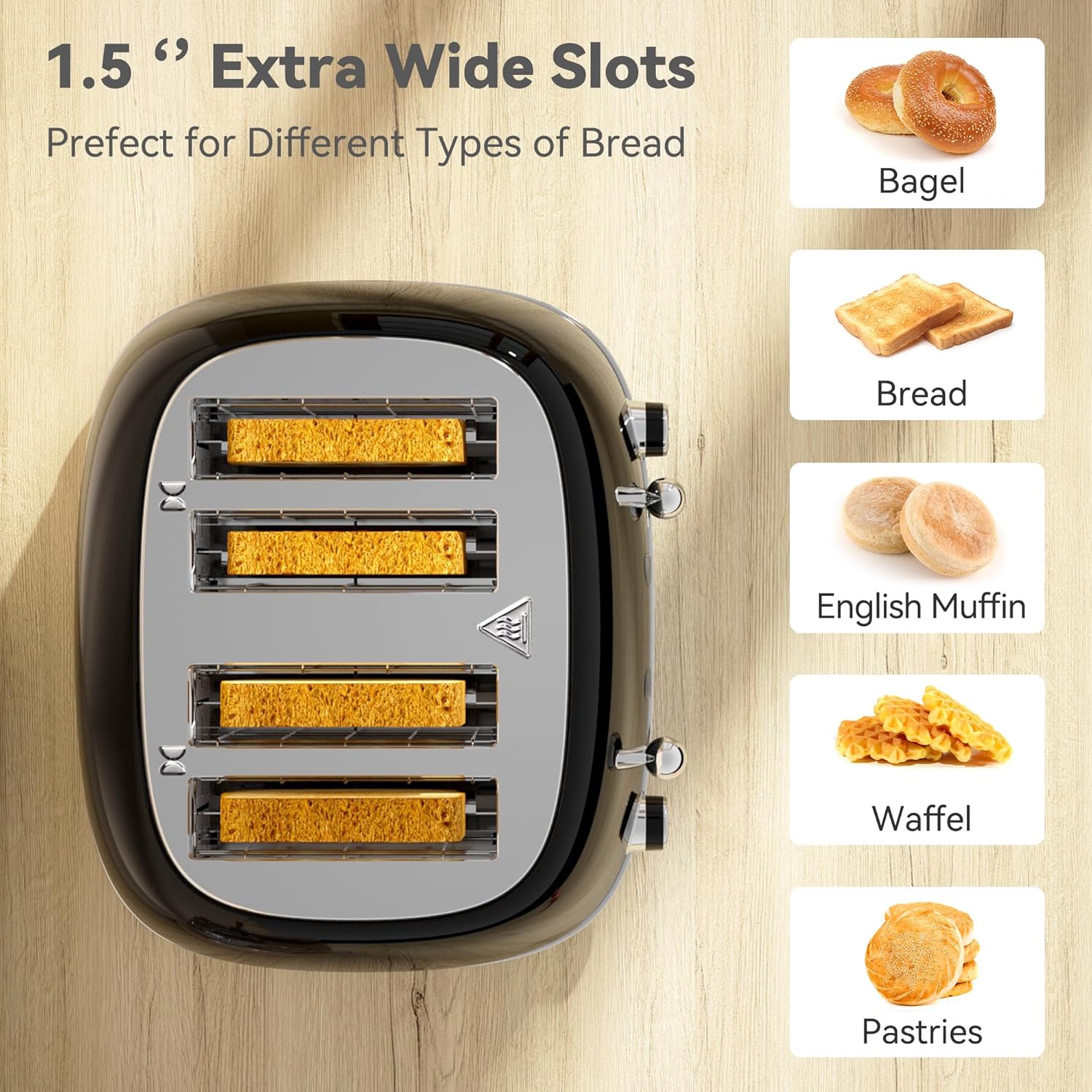 Retro 4-Slice Toaster, 6 Shade - Toaster 4 Slice ulasan dan harga